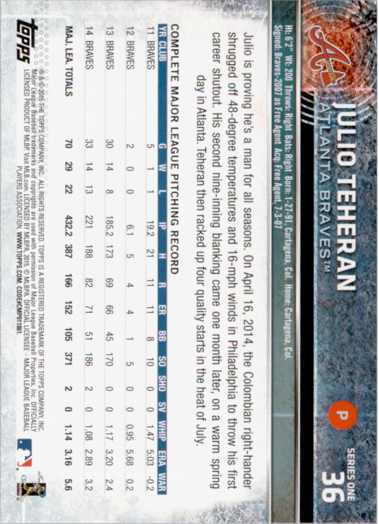 2015 Topps Baseball Part 1 - Picture 71 of 485