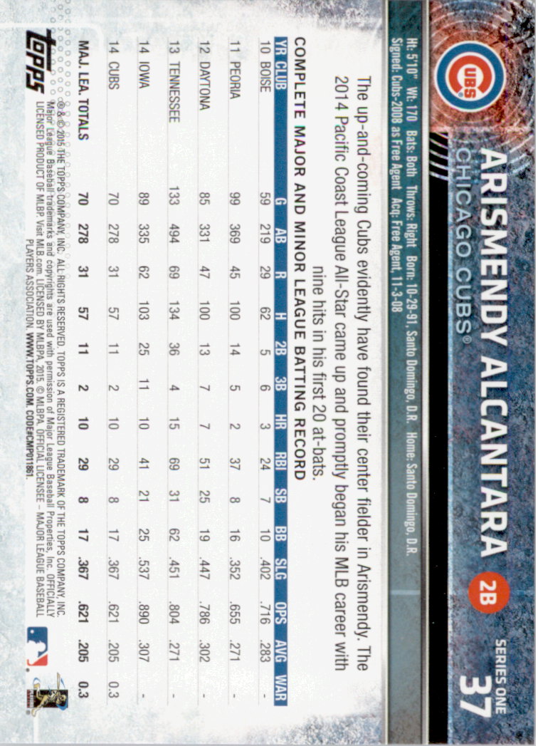 2015 Topps Baseball Part 1 - Picture 73 of 485