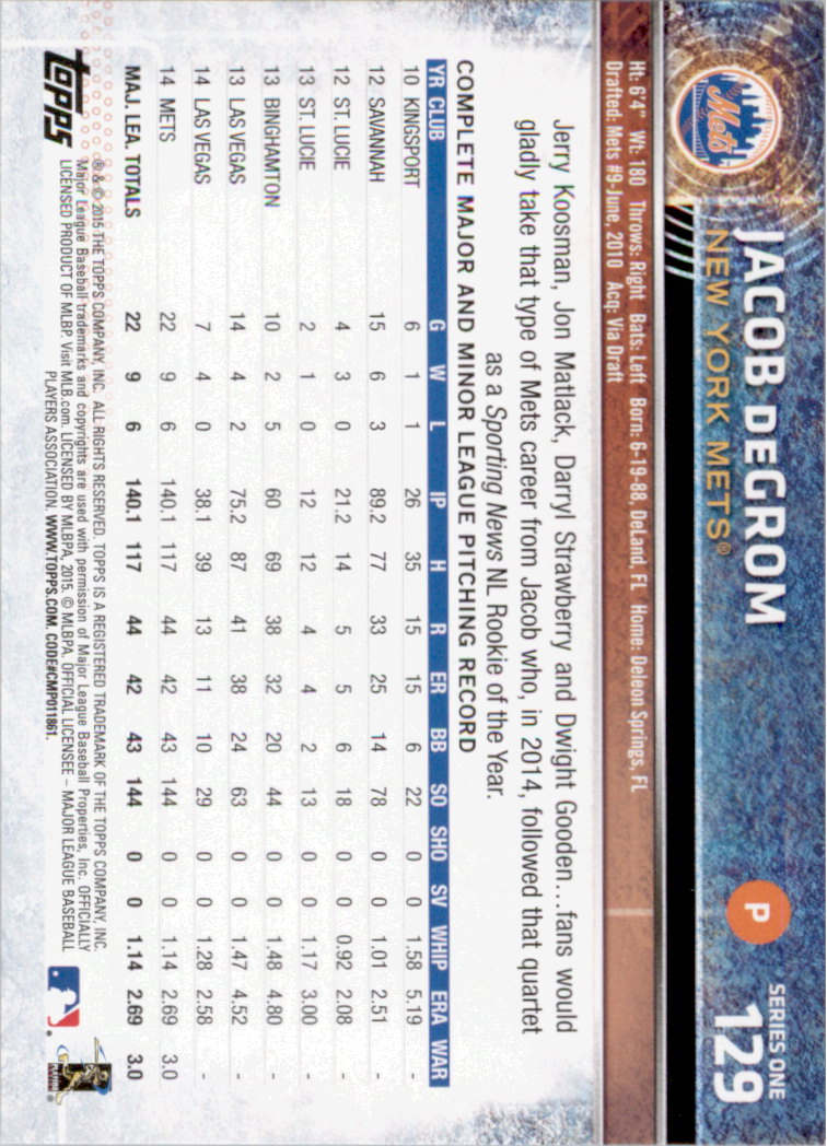 2015 Topps Baseball Part 1 - Picture 250 of 485