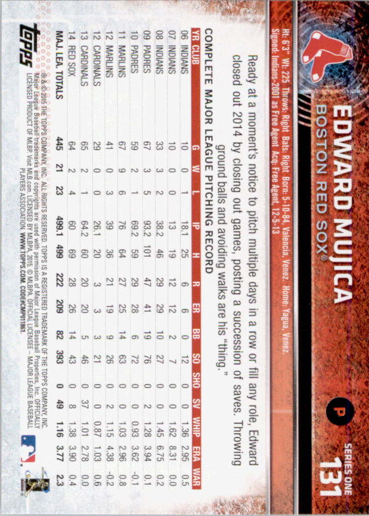 2015 Topps Baseball Part 1 - Picture 254 of 485