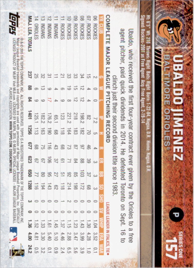 2015 Topps Baseball Part 1 - Picture 306 of 485