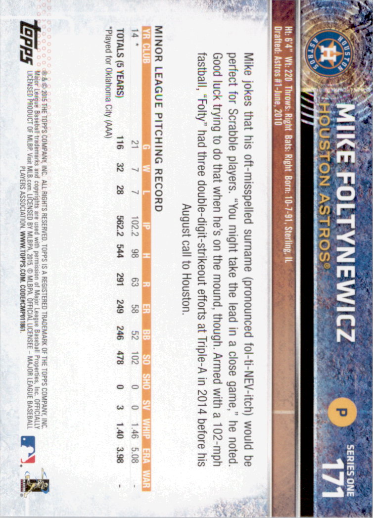 2015 Topps Baseball Part 1 - Picture 332 of 485