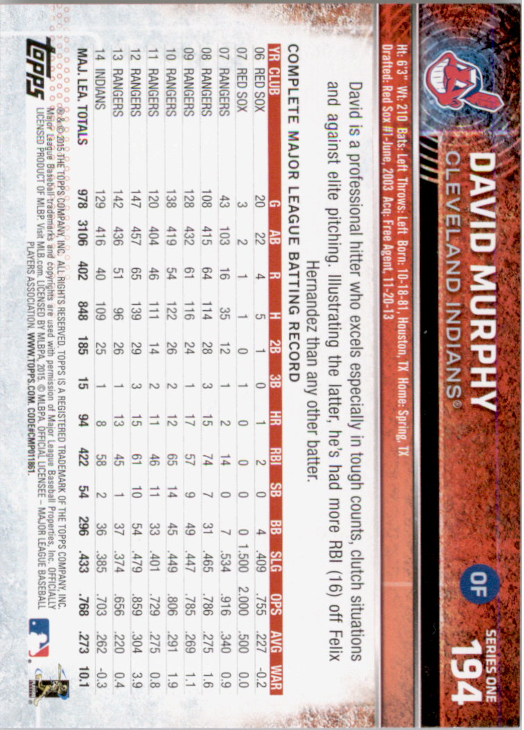 2015 Topps Baseball Part 1 - Picture 375 of 485