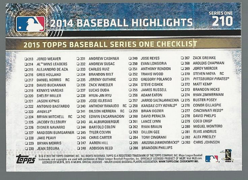 2015 Topps Baseball Part 1 - Picture 407 of 485