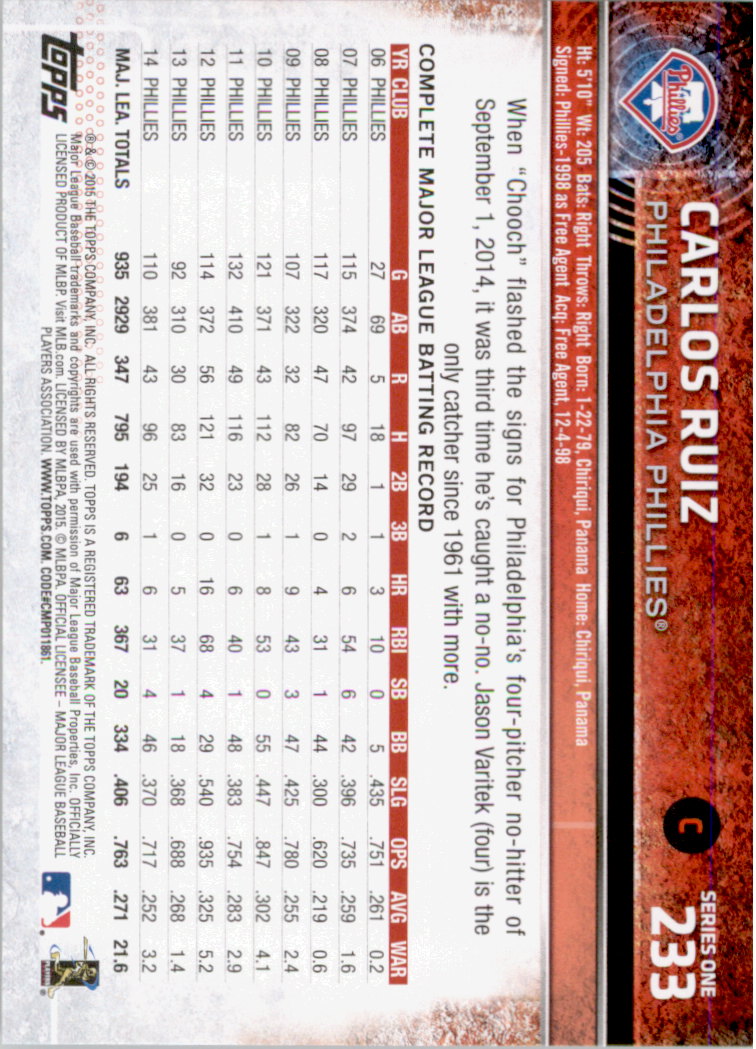 2015 Topps Baseball Part 1 - Picture 453 of 485