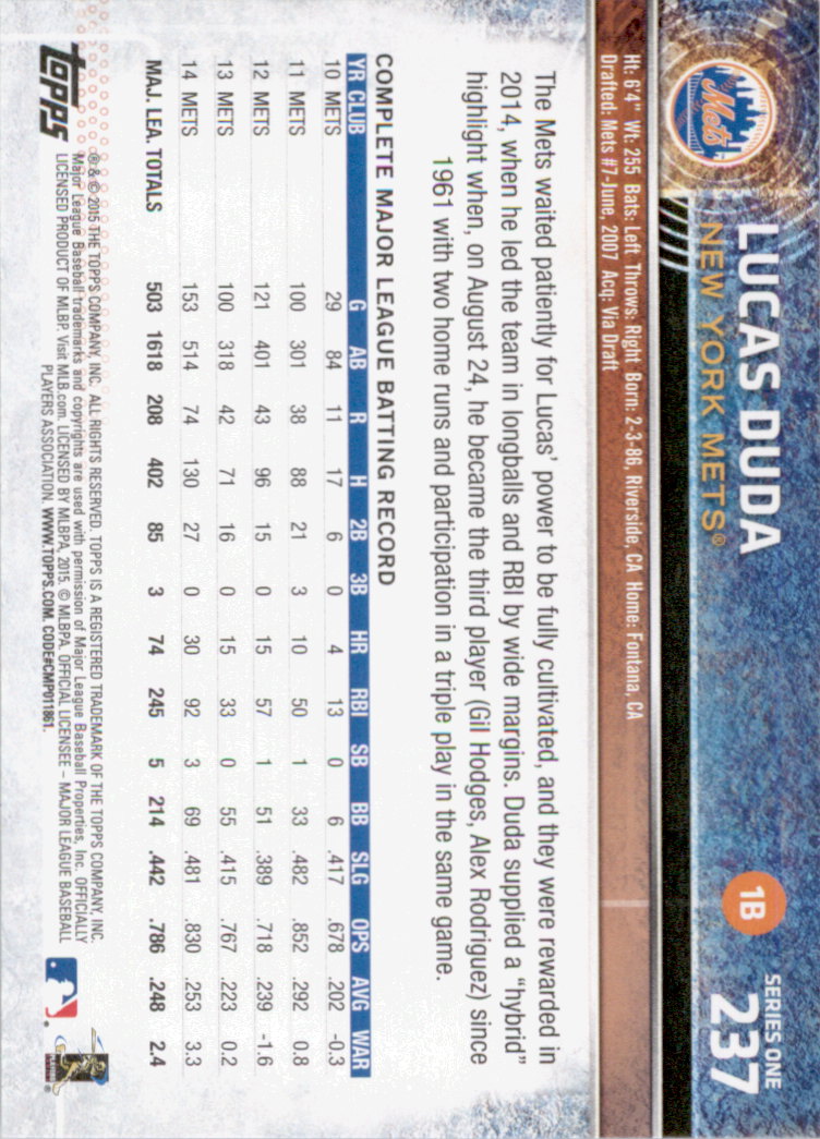 2015 Topps Baseball Part 1 - Picture 461 of 485