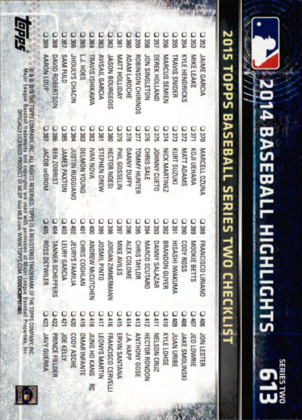 2015 Topps Baseball Part 3 - Picture 166 of 335