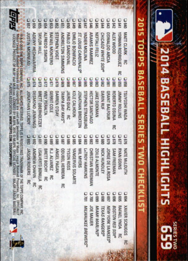2015 Topps Baseball Part 3 - Picture 257 of 335