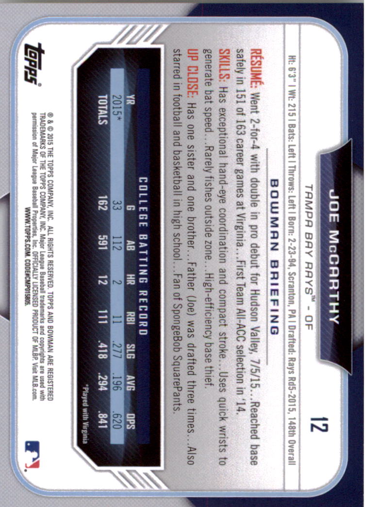 2015 Bowman Draft Baseball YOU PICK - Picture 19 of 305