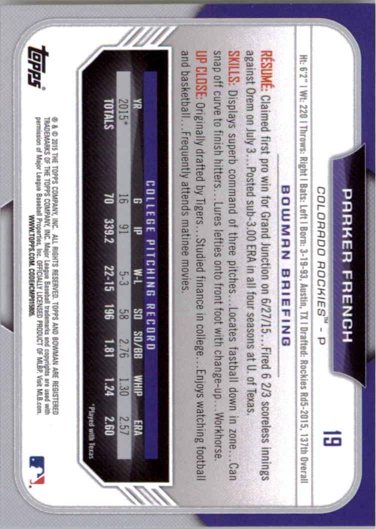2015 Bowman Draft Baseball YOU PICK - Picture 28 of 305