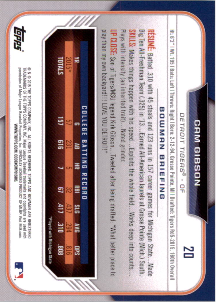 2015 Bowman Draft Baseball YOU PICK - Picture 30 of 305