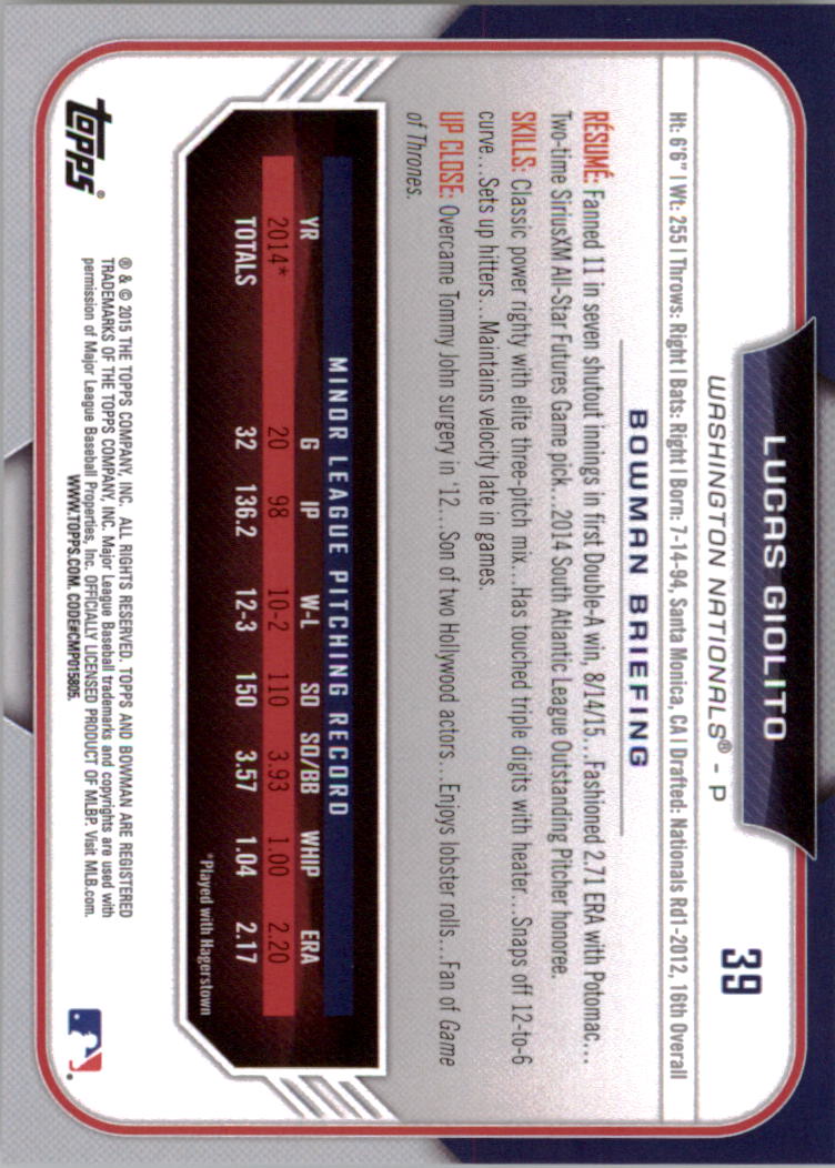 2015 Bowman Draft Baseball YOU PICK - Picture 59 of 305