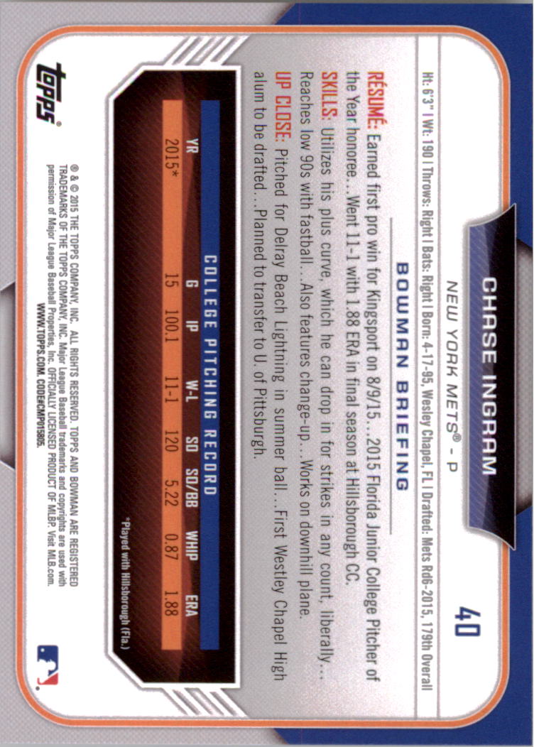 2015 Bowman Draft Baseball YOU PICK - Picture 61 of 305