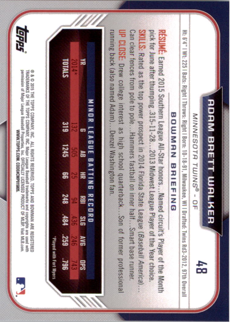 2015 Bowman Draft Baseball YOU PICK - Picture 75 of 305