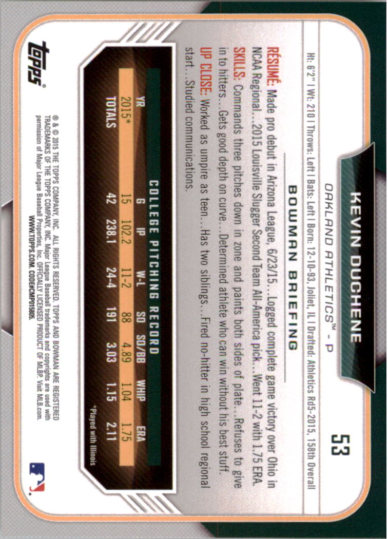 2015 Bowman Draft Baseball YOU PICK - Picture 81 of 305