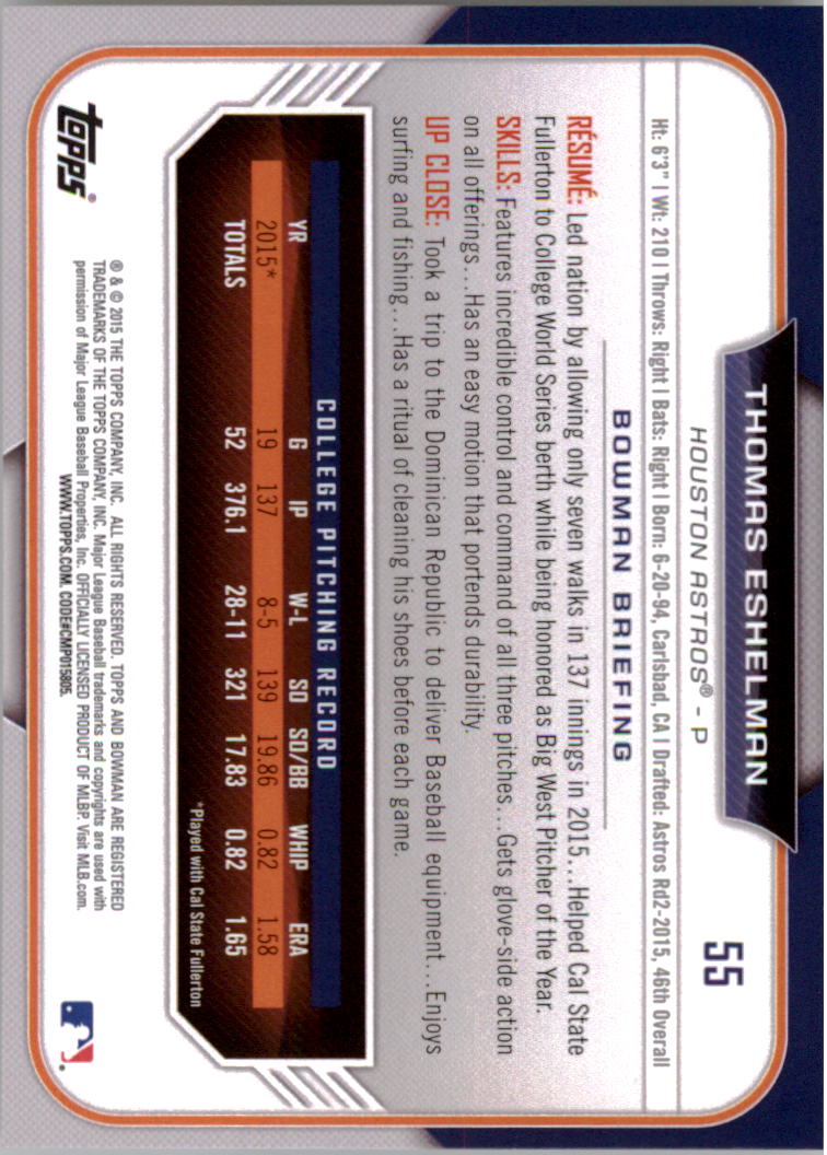 2015 Bowman Draft Baseball YOU PICK - Picture 84 of 305