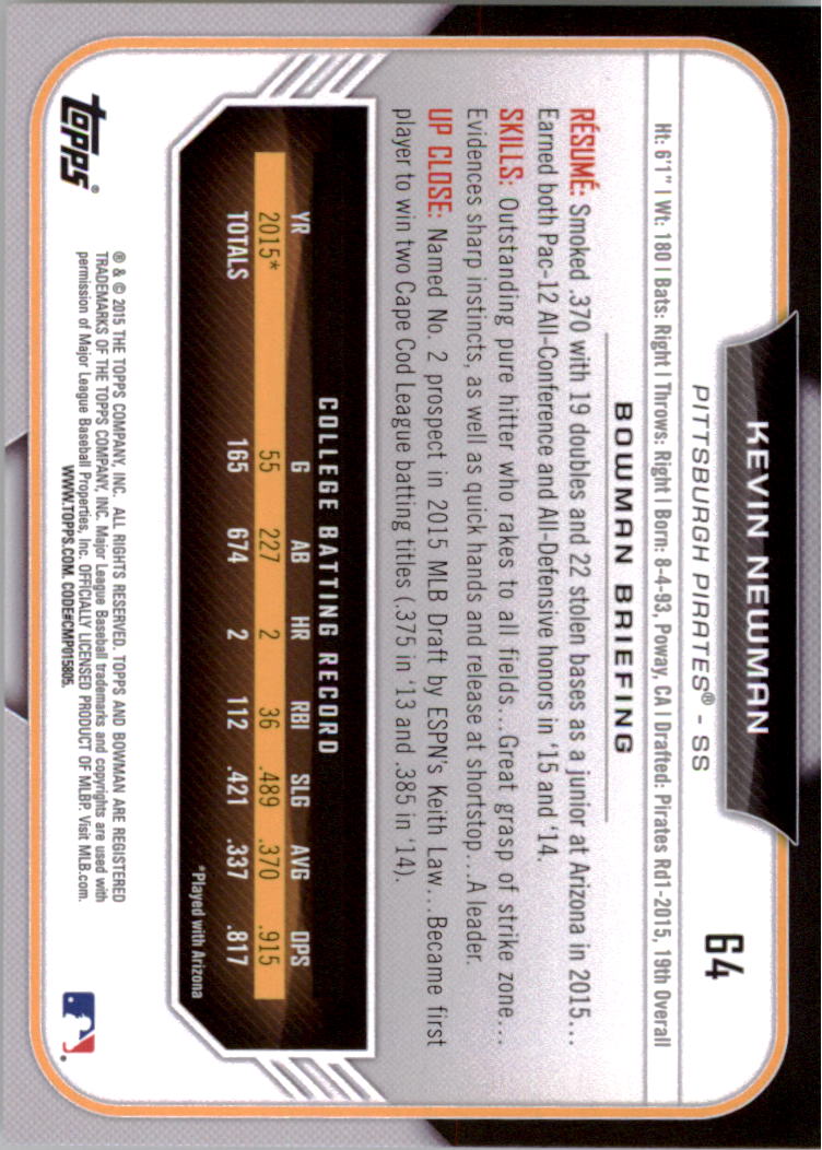 2015 Bowman Draft Baseball YOU PICK - Picture 100 of 305