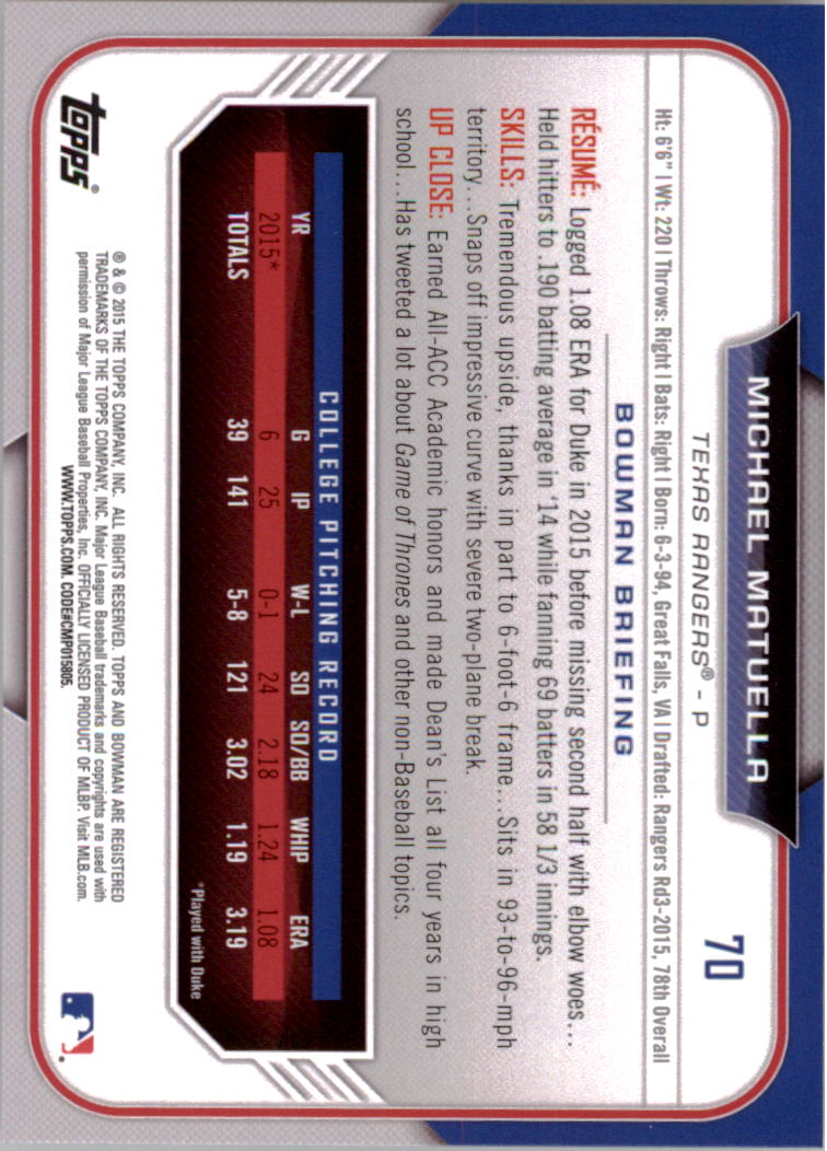 2015 Bowman Draft Baseball YOU PICK - Picture 110 of 305