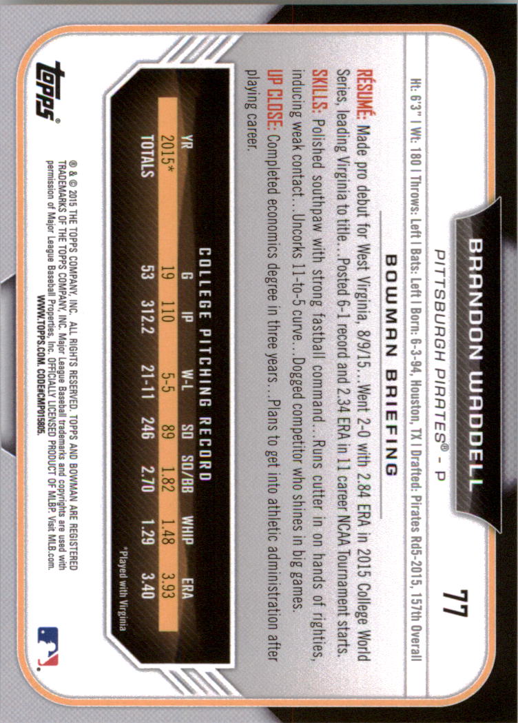 2015 Bowman Draft Baseball YOU PICK - Picture 119 of 305