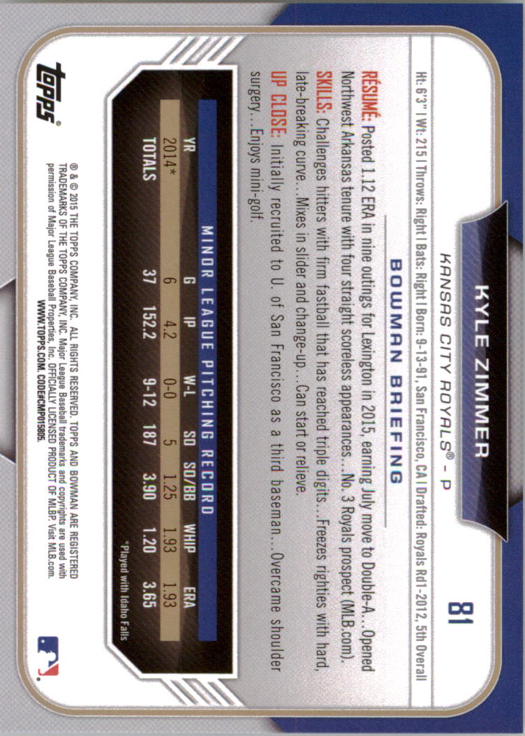 2015 Bowman Draft Baseball YOU PICK - Picture 123 of 305