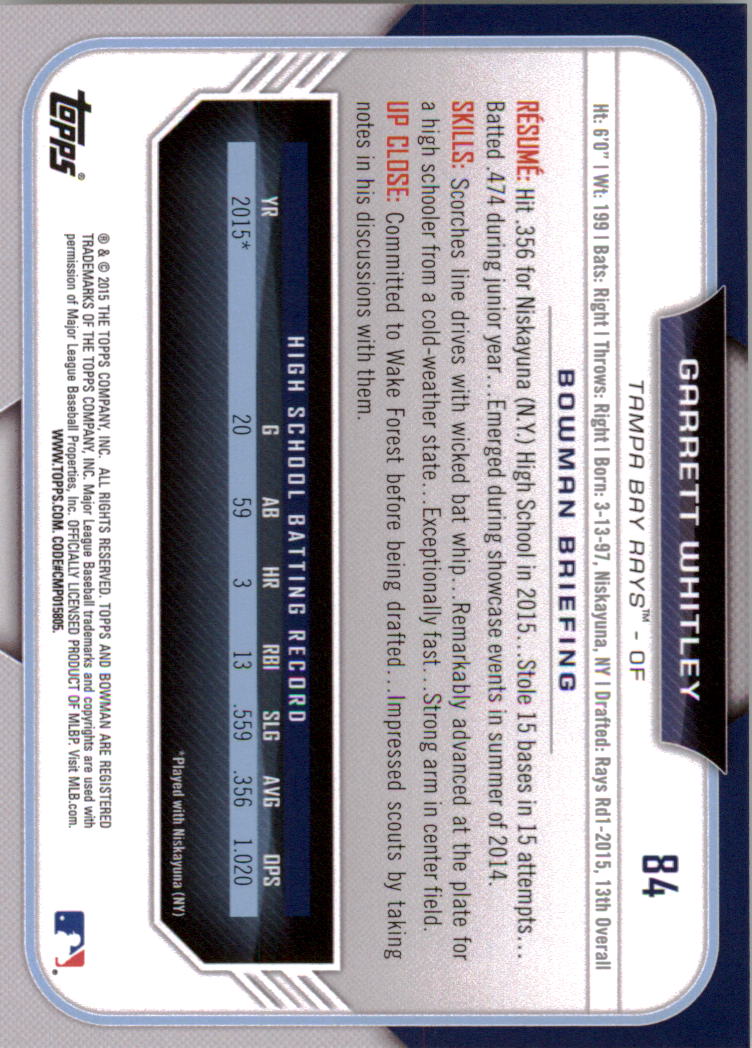 2015 Bowman Draft Baseball YOU PICK - Picture 128 of 305