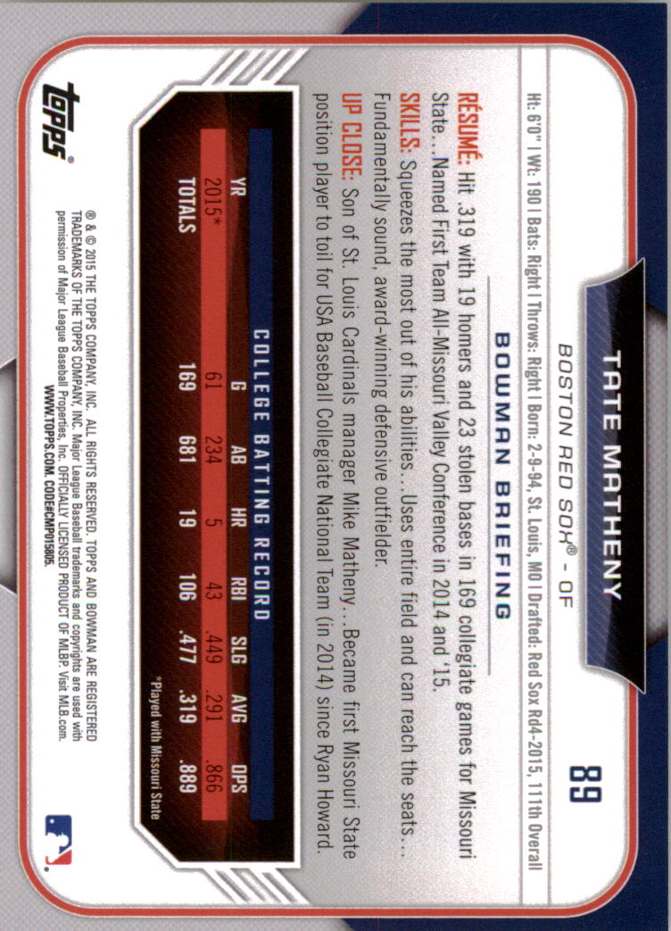 2015 Bowman Draft Baseball YOU PICK - Picture 136 of 305