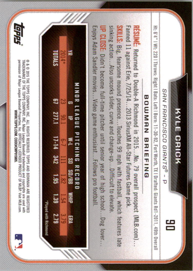 2015 Bowman Draft Baseball YOU PICK - Picture 138 of 305