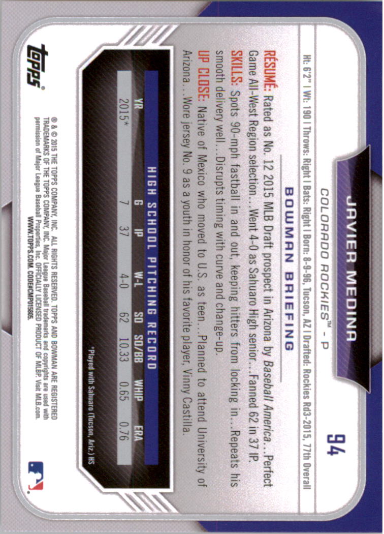 2015 Bowman Draft Baseball YOU PICK - Picture 143 of 305