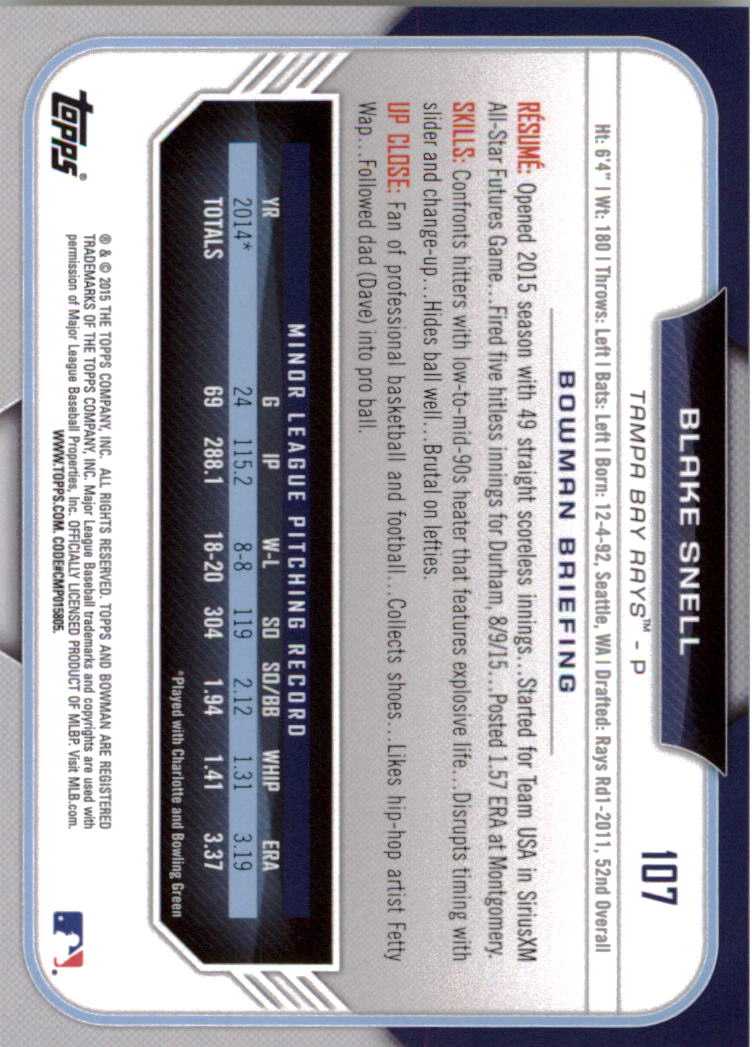 2015 Bowman Draft Baseball YOU PICK - Picture 165 of 305