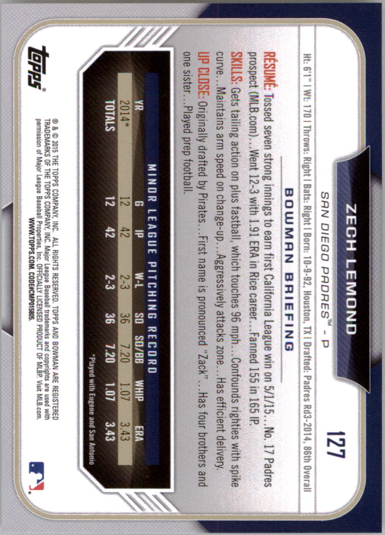 2015 Bowman Draft Baseball YOU PICK - Picture 200 of 305