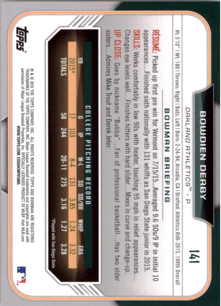 2015 Bowman Draft Baseball YOU PICK - Picture 219 of 305