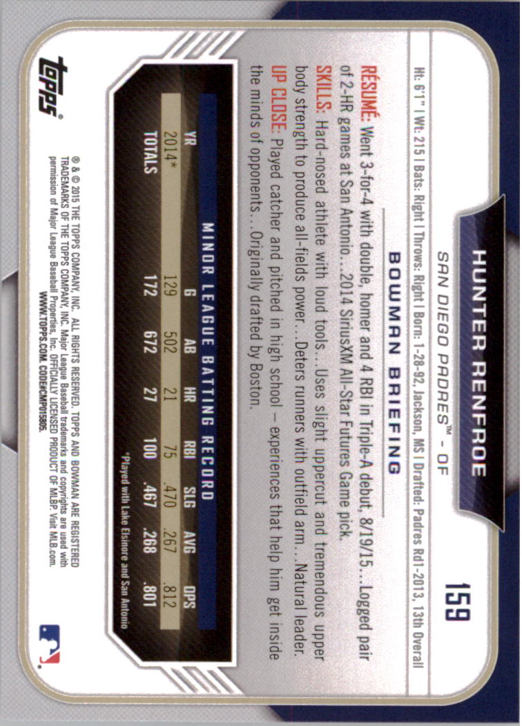 2015 Bowman Draft Baseball YOU PICK - Picture 246 of 305