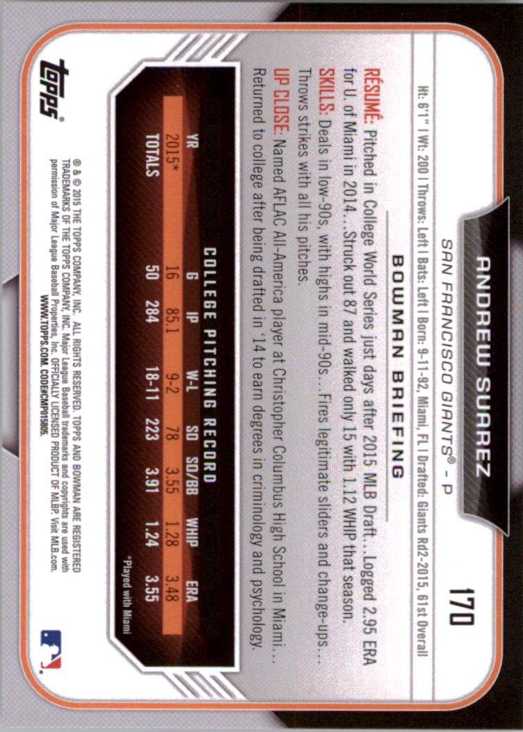 2015 Bowman Draft Baseball YOU PICK - Picture 264 of 305