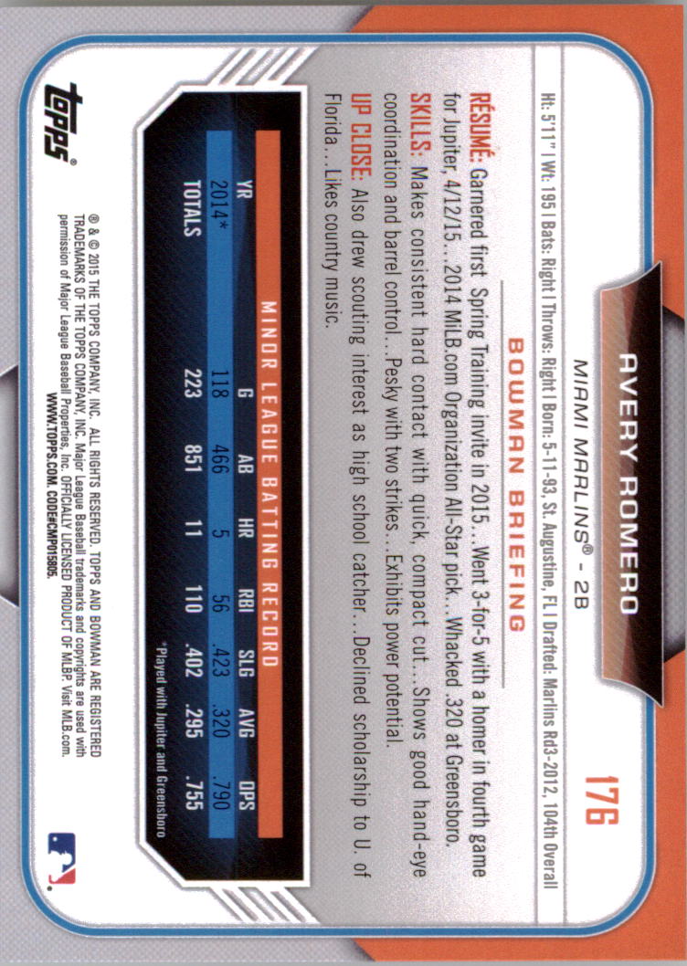 2015 Bowman Draft Baseball YOU PICK - Picture 274 of 305