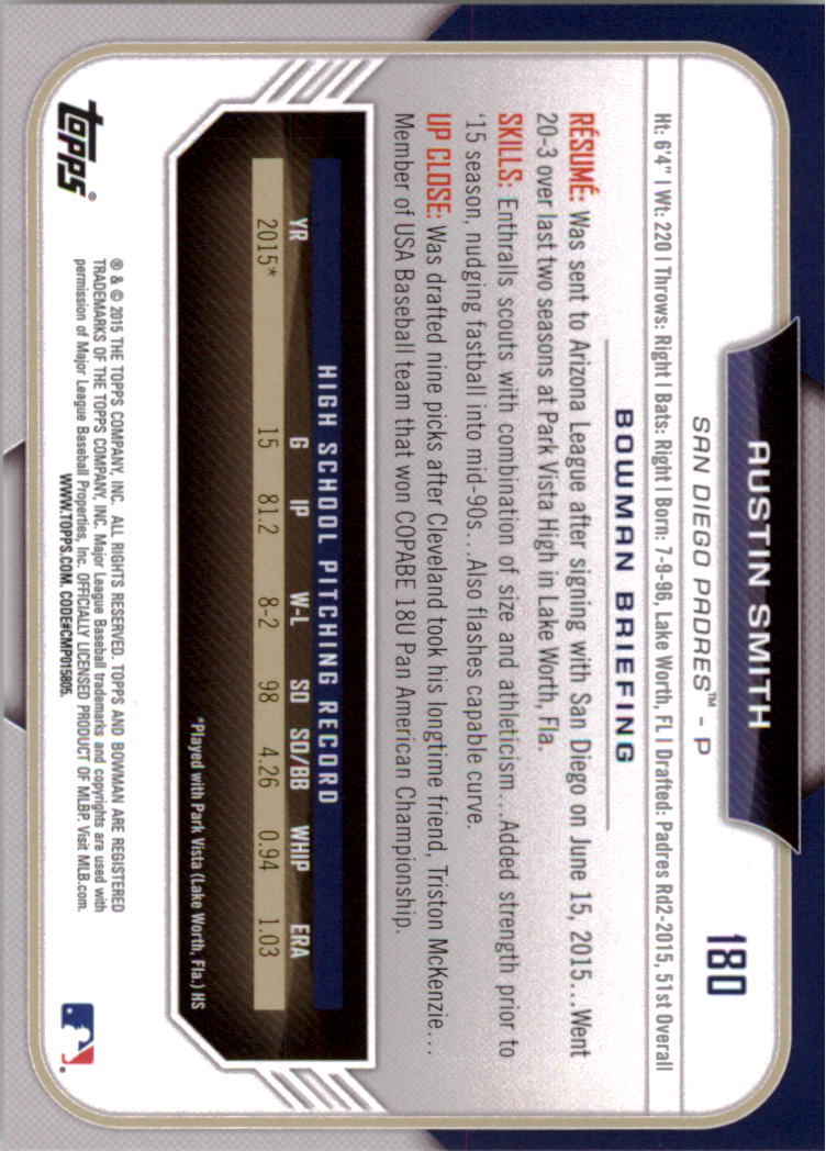 2015 Bowman Draft Baseball YOU PICK - Picture 279 of 305