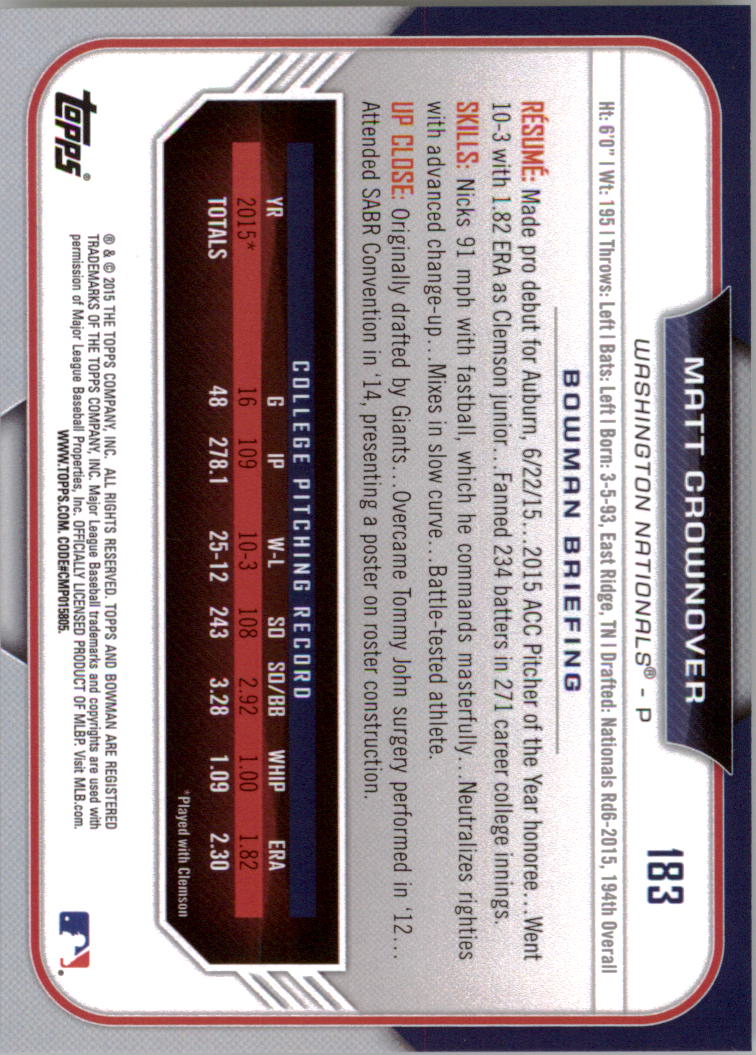 2015 Bowman Draft Baseball YOU PICK - Picture 281 of 305