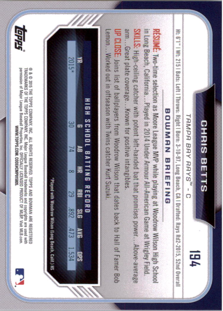2015 Bowman Draft Baseball YOU PICK - Picture 297 of 305
