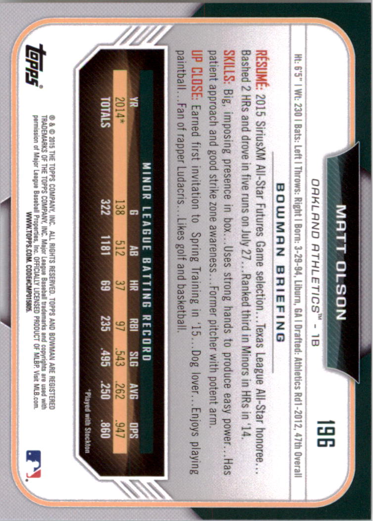 2015 Bowman Draft Baseball YOU PICK - Picture 300 of 305