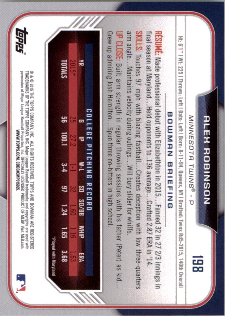 2015 Bowman Draft Baseball YOU PICK - Picture 303 of 305