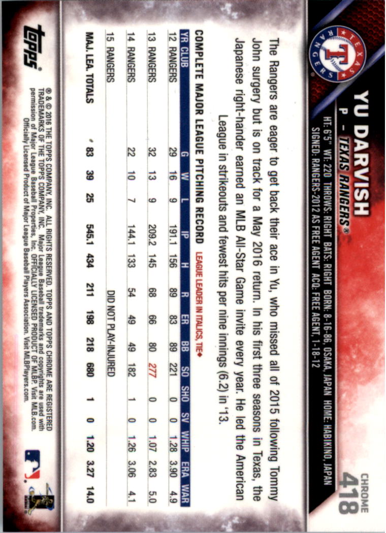 2016 Topps Chrome Sapphire Edition Baseball 402-501 YOU PICK - Picture 35 of 197