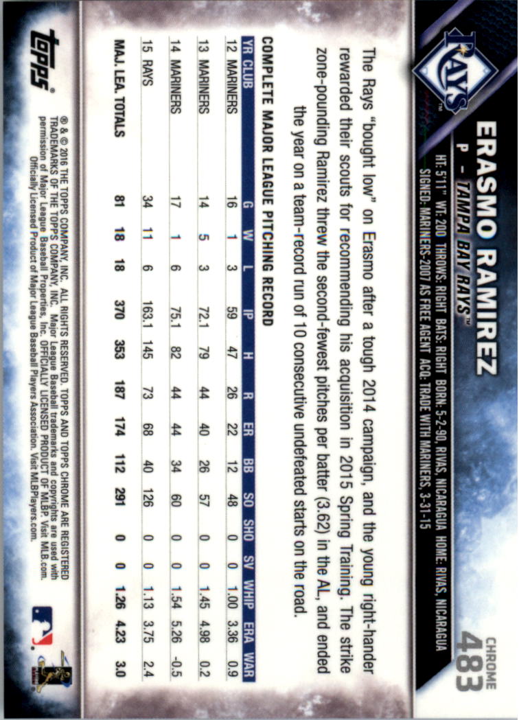 2016 Topps Chrome Sapphire Edition Baseball 402-501 YOU PICK - Picture 165 of 197