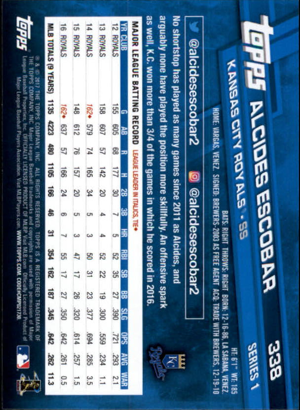 2017 Topps Baseball #251-502 - Picture 157 of 177