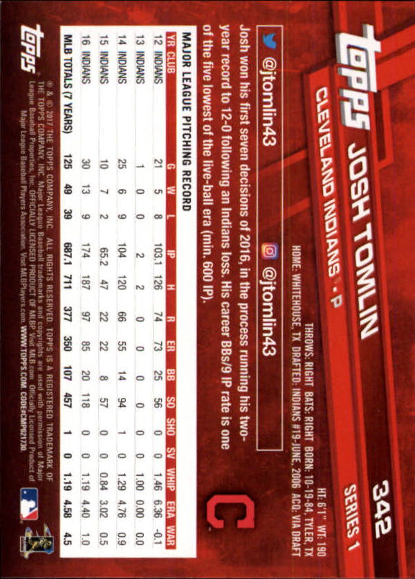 2017 Topps Baseball #251-502 - Picture 163 of 177