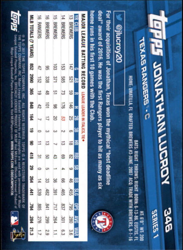 2017 Topps Baseball #251-502 - Picture 171 of 177