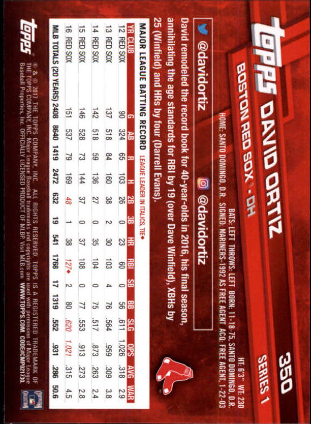 2017 Topps Baseball #251-502 - Picture 177 of 177