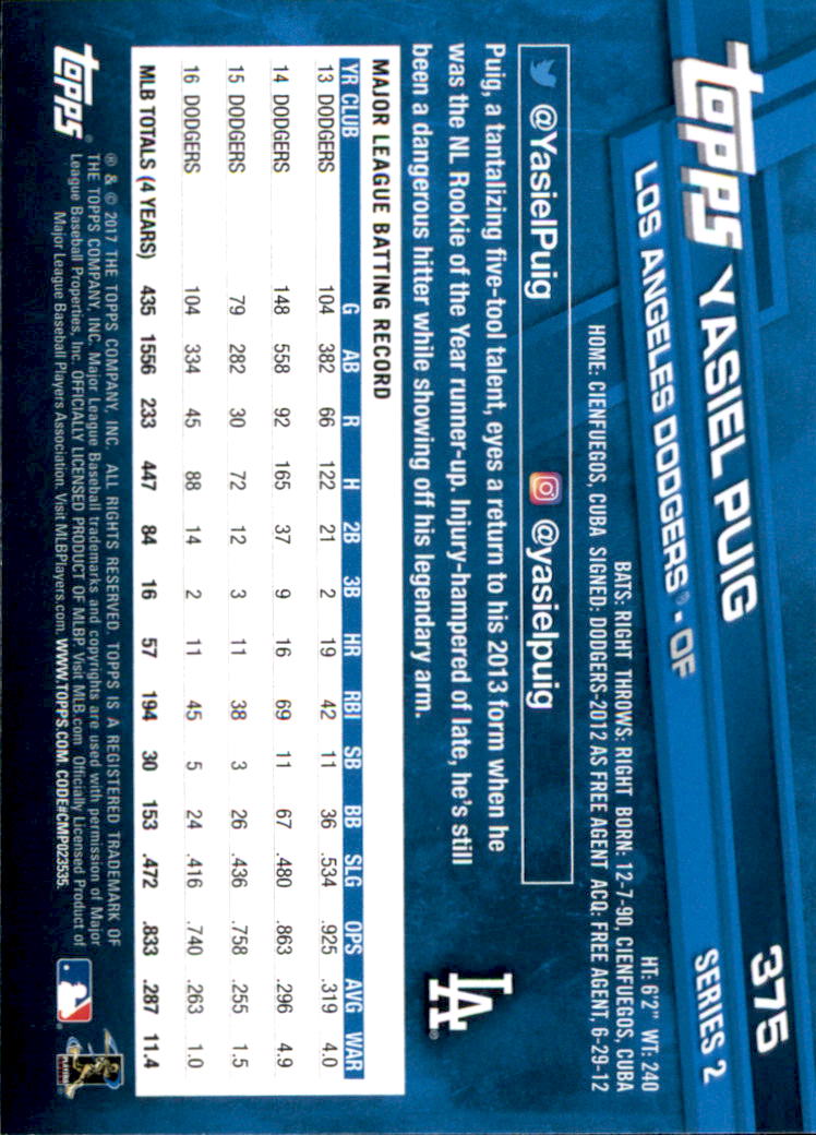 2017 Topps Baseball 301-400 YOU PICK - Picture 139 of 187