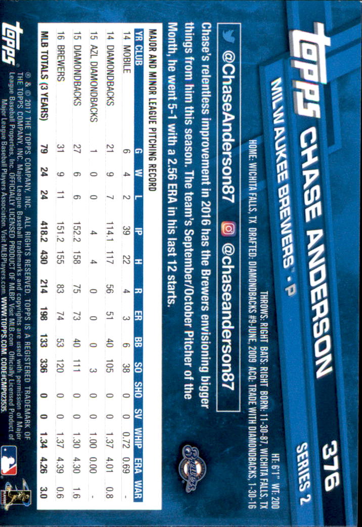 2017 Topps Baseball 301-400 YOU PICK - Picture 141 of 187