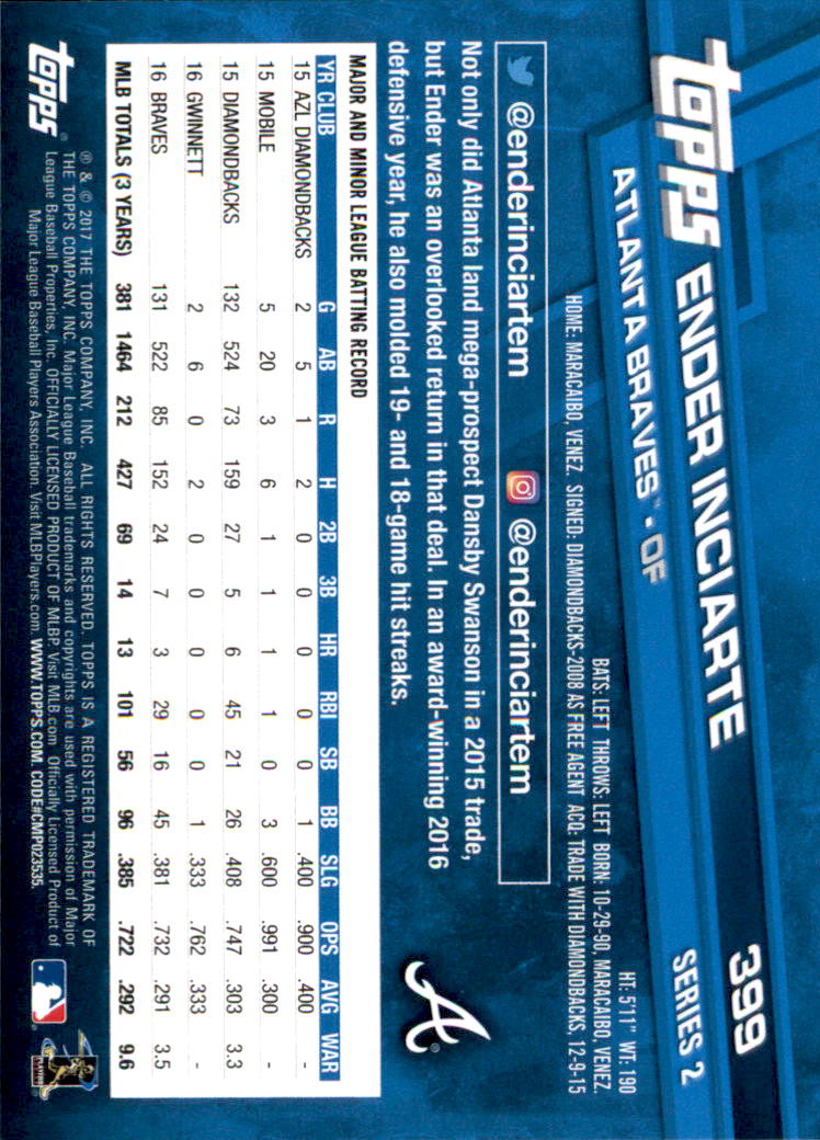 2017 Topps Baseball 301-400 YOU PICK - Picture 185 of 187