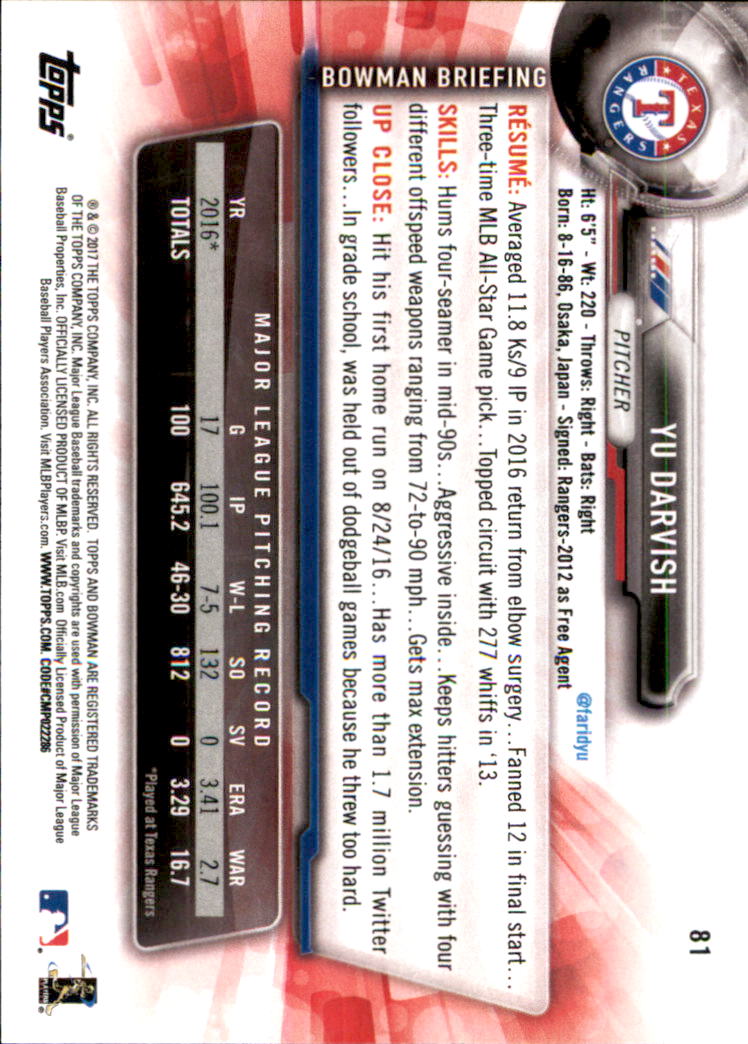 2017 Bowman Baseball & Parallels - Picture 159 of 213