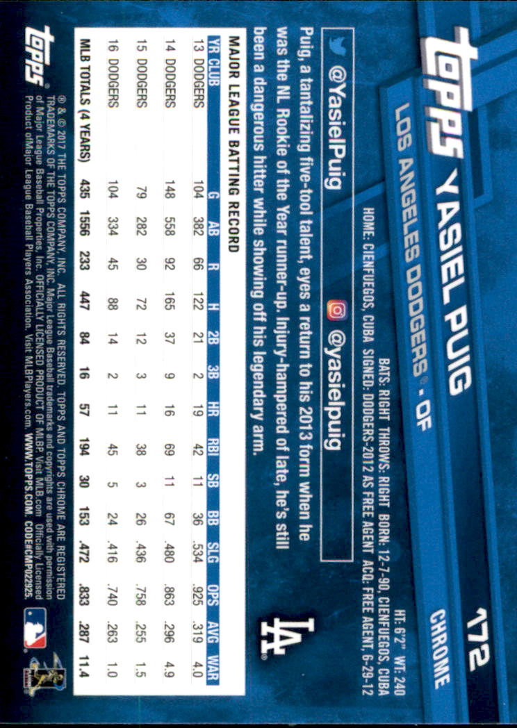 2017 Topps Chrome Baseball - Picture 203 of 240